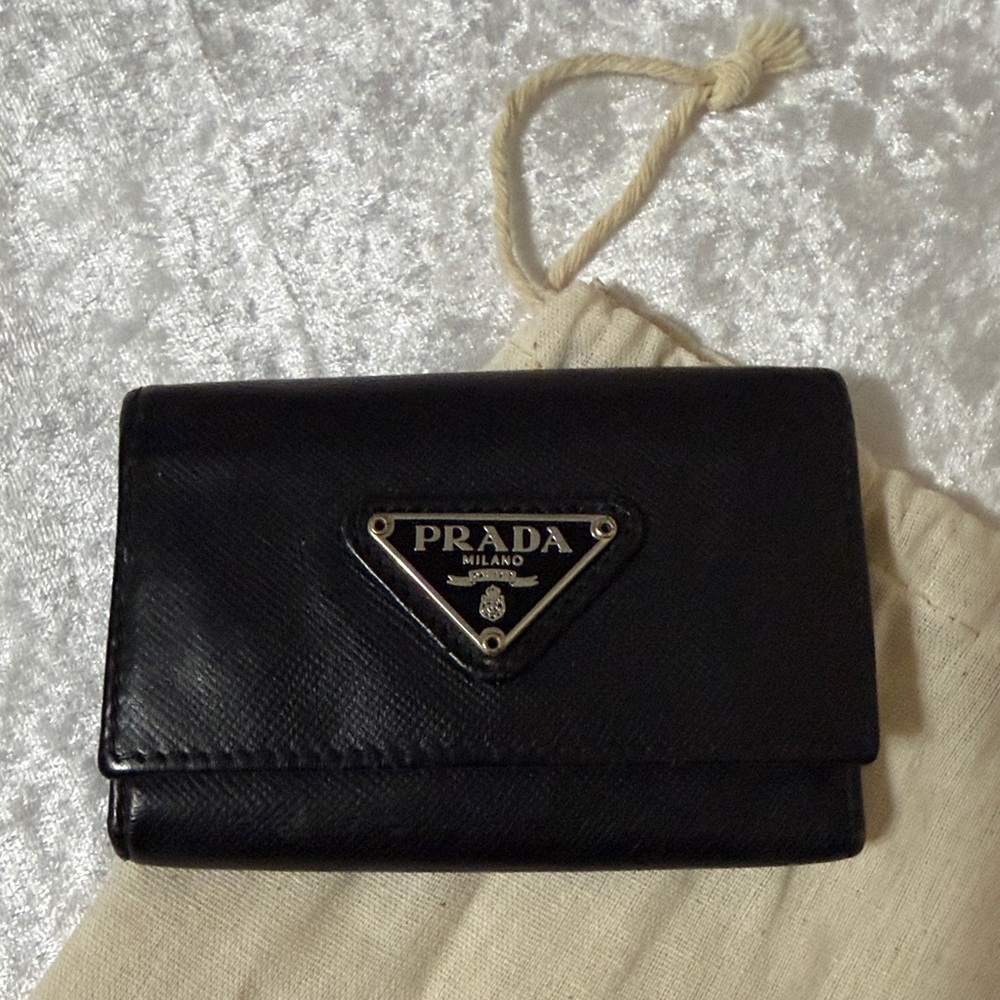 Prada Black Saffiano Leather Key Case